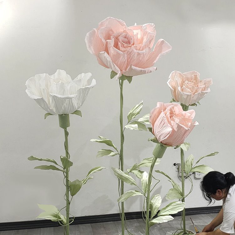 Fleur de papier décorative rose en fleurs électriques